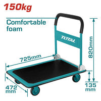 [SKUIMG]THTHP11502|THTHP11502.jpg|CARRETILLA DE PLATAFORMA PLEGABLE DE CARGA PARA 150 KG. MANGOS DE ACERO CON ESPUMA ERGONOMICA.