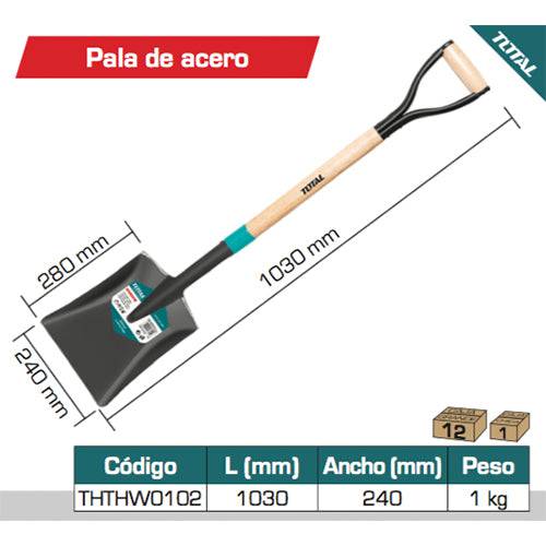 [SKUIMG]THTHW0102|PALA CUADRADA DE 1030 MM DE LARGO. PALA 240 X 280 MM MANGO DE MADERA