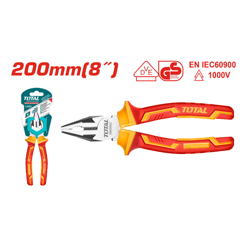 [SKUIMG]THTIP2181|ALICATE DE COMBINACION DE 8" (200MM) DE MANGO AISLADO. ACABADO NEGRO PULIDO.SOPORTA 1000 V.