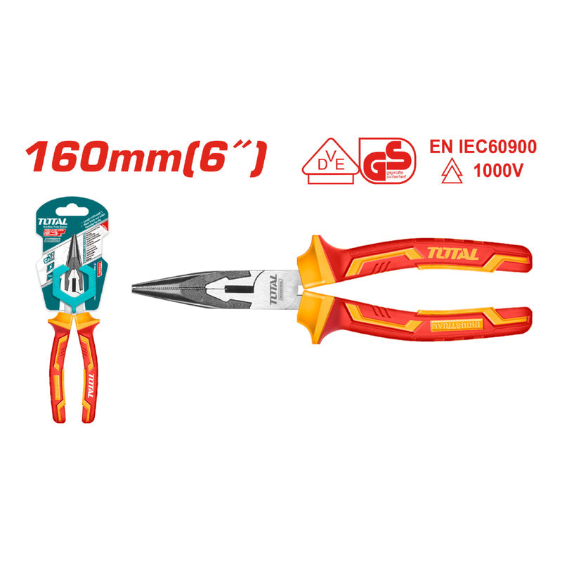 [SKUIMG]THTIP2361|THTIP2361.jpg|ALICATES DE PUNTA LARGA AISLADO 6" 1000V MANGO AISLADO. ACABADO NEGRO