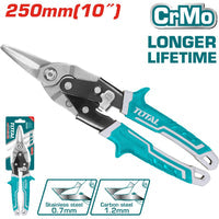 [SKUIMG]THTJ532106|THTJ532106.jpg|TIJERA DE AVIACION DE 250 MM (10") RECTA. CRMO. ESPESOR MÁX. DE CORTE: ACERO AL CARBONO = 1.2 MM.