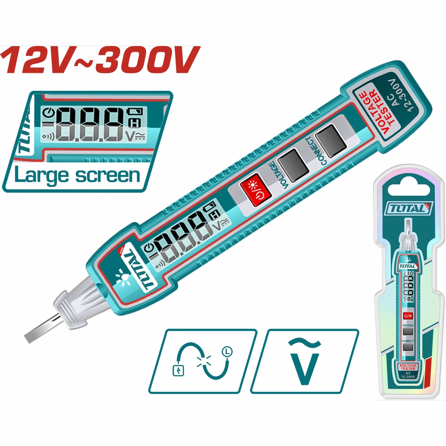 [SKUIMG]THTS33001|MEDIDOR PROBADOR DE VOLTAJE DE LAPIZ AC 12-300V. PANTALLA LCD DIGITAL. AUTOMOTRIZ