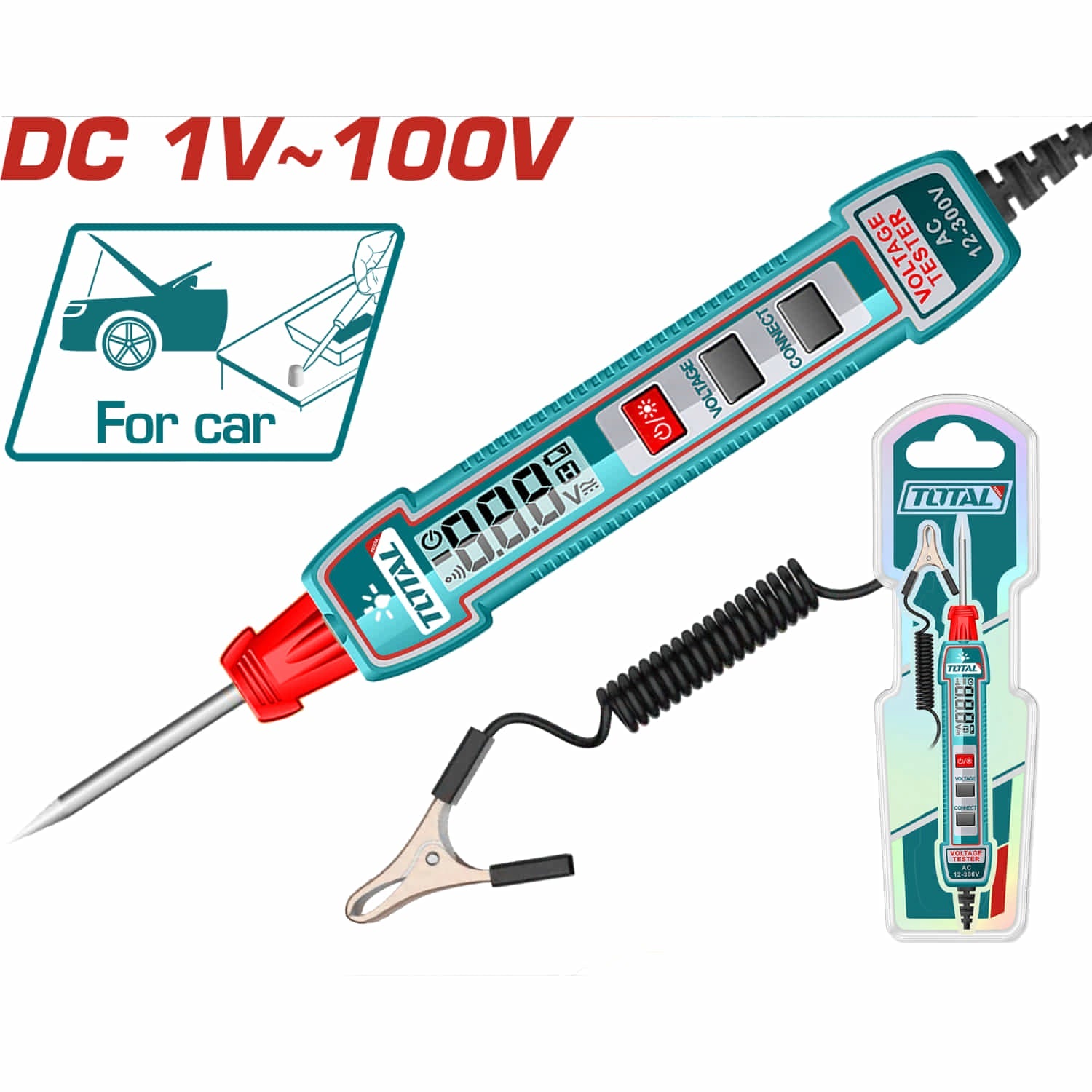 [SKUIMG]THTS41001|PROBADOR DE VOLTAJE AUTOMOTRIZ DE DC 1-100V. LONGITUD MAX. 2700MM. PANTALLA DIGITAL