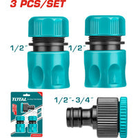 [SKUIMG]THWS030301|JUEGO DE BOQUILLAS CONECTORAS GIRATORIAS PARA MANGUERAS DE 3 PIEZAS. TRAE 1 CONECTOR DE PLASTICO