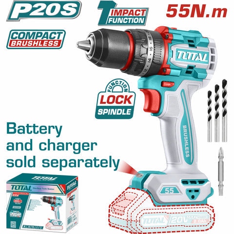 [SKUIMG]TIDLI205581|TALADRO INALAMBRICO DE 1/2" 20V FUNCION DE IMPACTO. MOTOR SIN ESCOBILLAS. 55NM. NO INCLUYE BATERIA N
