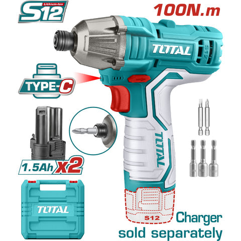 [SKUIMG]TIRLI12015|TIRLI12015.jpg|LLAVE DE DRILL IMPACTO INALAMBRICO HEXAGONAL 12V 1/4" 100NM 2000RPM 2800BPM. NO INCLUYE CARGADOR.