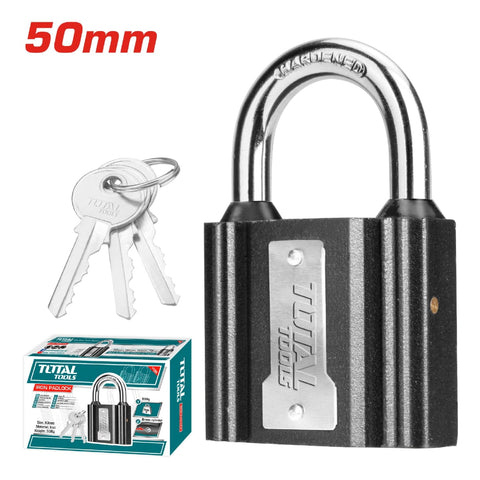[SKUIMG]TLK31501|TLK31501.jpg|CANDADO ACERO ANTIPALANCA 50MM. CILINDRO DE LATON. INCLUYE 3 LLAVES.