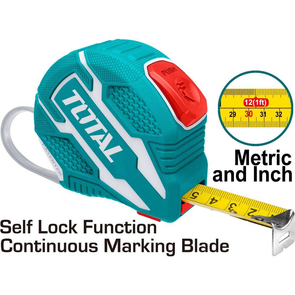 [SKUIMG]TMT126252|CINTA MÉTRICA DE DISEÑO ÚNICO DE ACERO DE 5MX25MM. METROS/PULGADAS. CON BOTÓN DE AUTOBLOQUEO