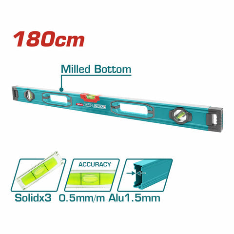 [SKUIMG]TMT218028|TMT218028.jpg|NIVEL DE BURBUJA 180CM. FRESADO EN AMBOS LADOS. BURBUJAS NIVEL DE PRECISION 0.5MM GROSOR 1.5MM RANUR