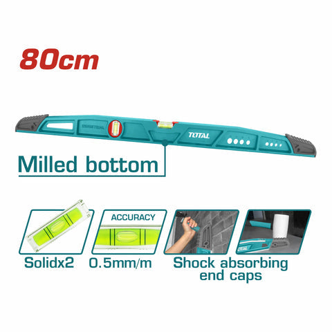 [SKUIMG]TMT221806|NIVEL DE ALBANIL 80CM PARA NIVELACION DE CERAMICAS CON GOMA PARA MARTILLAR PRECISION 0.5MM/M SUPERFI