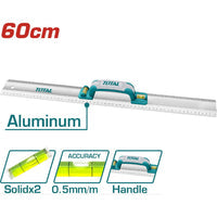 [SKUIMG]TMT222606|TMT222606.jpg|REGLA DE ALUMINIO 60 CM PARA ALBAÑIL CON MANGO Y NIVEL DE BURBUJA