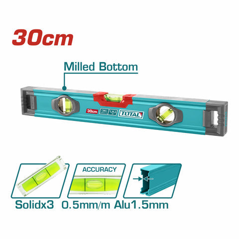 [SKUIMG]TMT23028|NIVEL DE BURBUJA 30CM. FRESADO EN AMBOS LADOS. BURBUJAS NIVEL DE PRECISION 0.5MM GROSOR 1.5MM RANURA