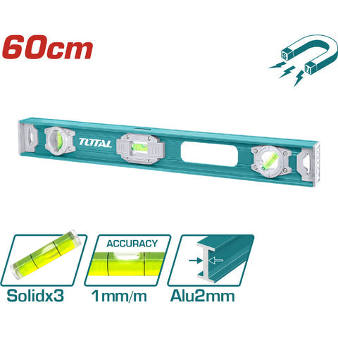 [SKUIMG]TMT26026|TMT26026.jpg|NIVEL DE BURBUJA 60CM. ALUMINIO. ESPESOR:1.5MM. CON IMAN.