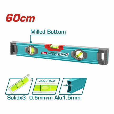 [SKUIMG]TMT26028|NIVEL DE BURBUJA 60CM. FRESADO EN AMBOS LADOS. BURBUJAS NIVEL DE PRECISION 0.5MM GROSOR 1.5MM RANURA