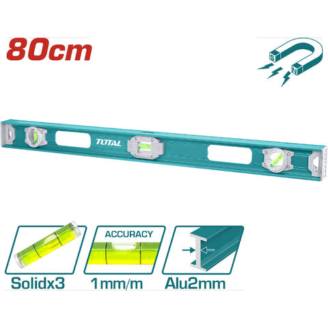 [SKUIMG]TMT28026|TMT28026.jpg|NIVEL DE BURBUJA 80CM. ALUMINIO. ESPESOR:1.5MM. CON IMAN.
