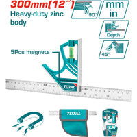 [SKUIMG]TMT653005|ESCUADRA ANGULAR DE ACERO INOXIDABLE DE 300MM (12"). ANCHO 25MM. ESPESOR 2.0MM. MANGO AJUSTABLE.