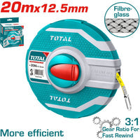 [SKUIMG]TMTF12206|TMTF12206.jpg|CINTA METRICA DE 20 M DE FIBRA DE VIDRIO. ANCHO 12.5 MM. RELACIÓN DE GUARDADO RAPIDO DE 3:1. M-PULG