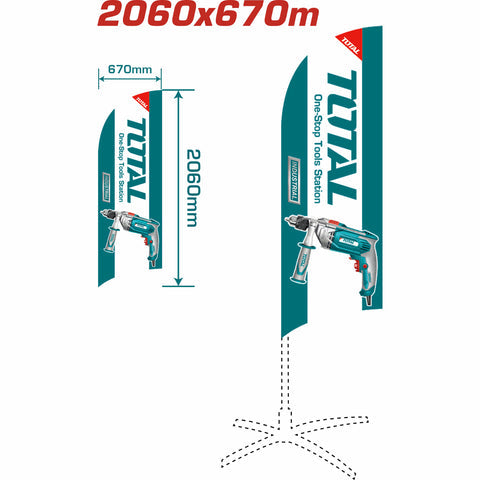 BANDERA BANDEROLA PUBLICITARIA DE TOTAL TOOLS VERDE. ALTURA: 2060X670MM