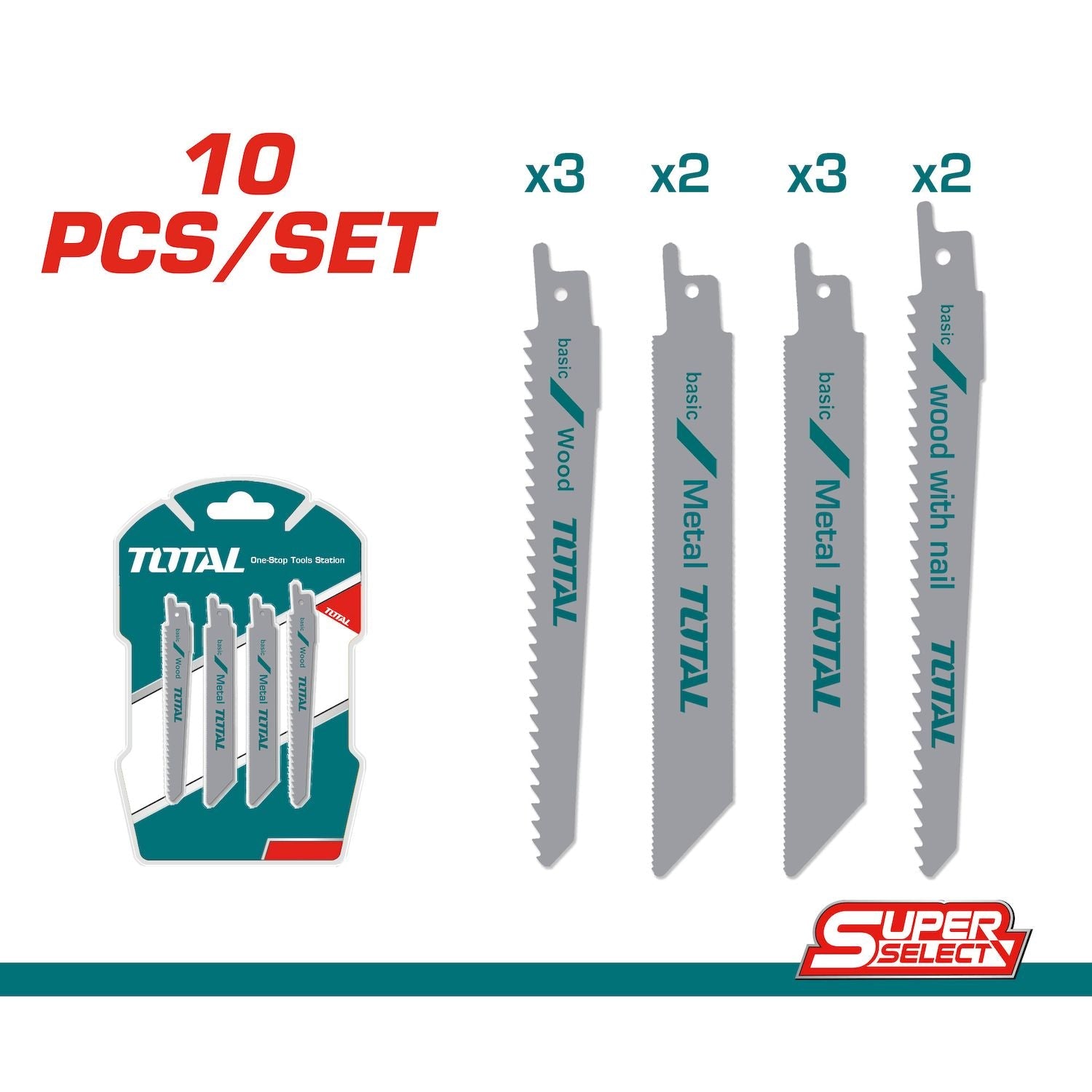 [CARBONE]TRSB1001|HOJAS SIERRA SABLE RECIPROCA BI-METAL. VARIADOS DIENTES(6, 10,18) SET DE 5