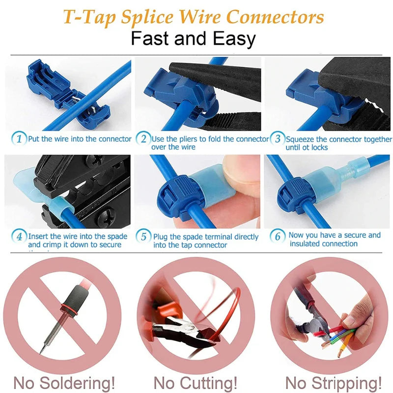 [SKUIMG]TS041|TS041-FRONTEND-Y6bFsBNBq3IE8iAJ.png|JUEGO DE 120 PIEZAS DE CONECTORES DE CABLE ELECTRICOS EN T DE EMPALME RAPIDO.