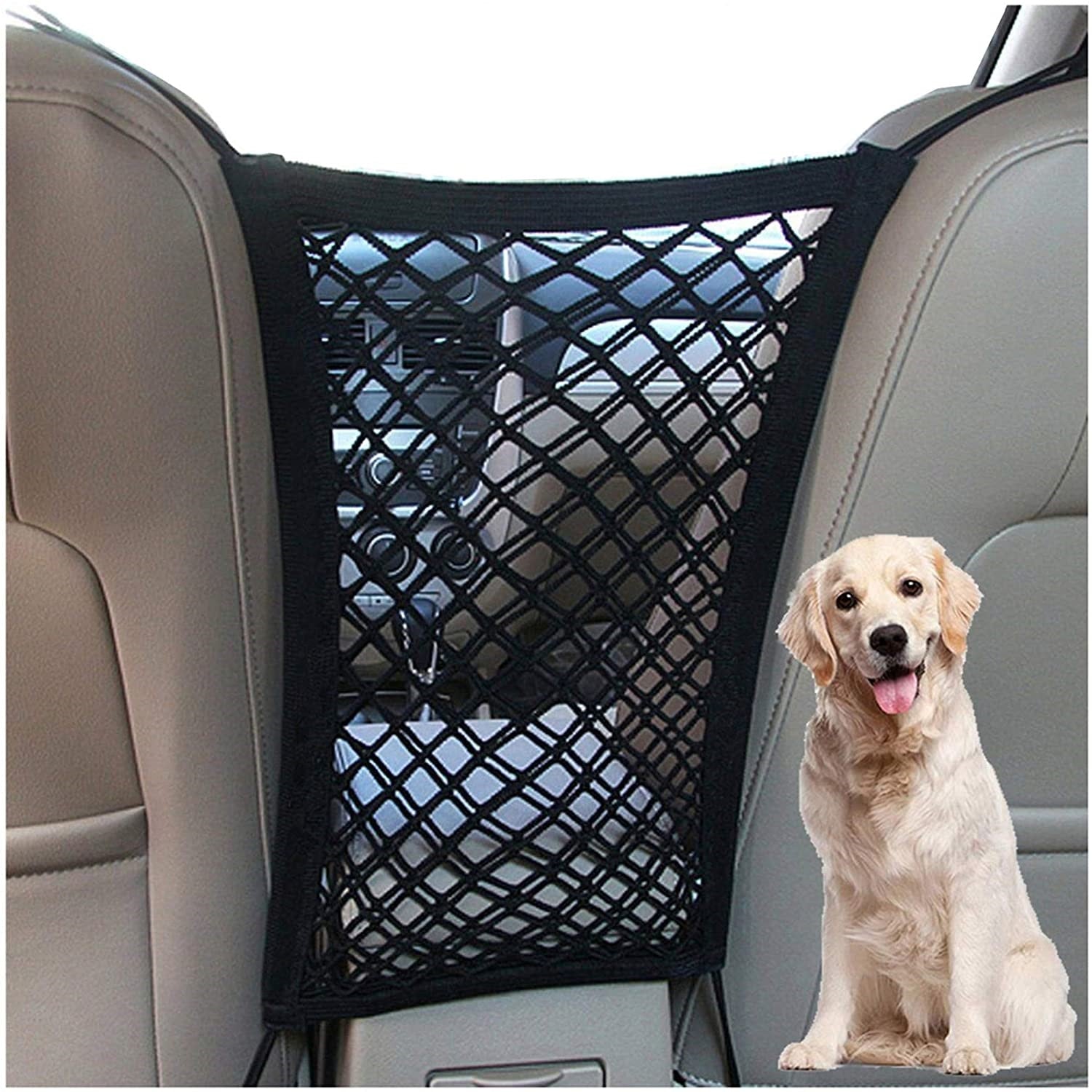 [CARBONE]TS174|MALLA ELÁSTICA ORGANIZADORA Y BARRERA DE ASIENTO TRASERO PARA MASCOTAS Y NIÑOS.