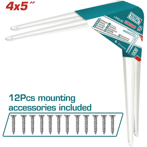 [SKUIMG]TSB10405|SOPORTES DE REPISAS 4X5" ESP. 1MM. 6 PUNTOS DE FIJACION. CAP. 20KG (POR PAR). SET DE 2 PIEZAS. PIE D