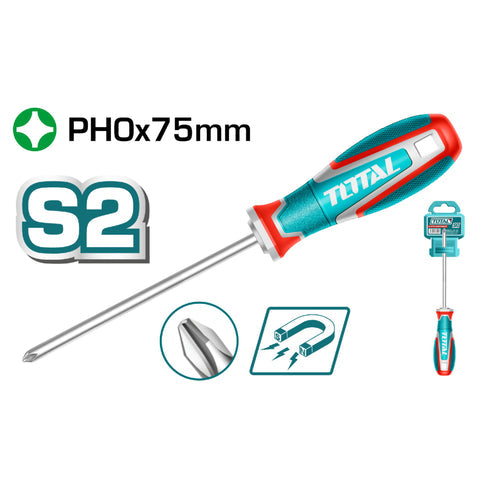 [SKUIMG]TSDPH0075|DESTORNILLADOR PHILLIPS PH0X75MM PUNTA MAGNETICA. MANGO SUAVE.