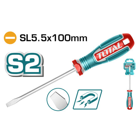 [SKUIMG]TSDSL5100|DESTORNILLADOR PLANO SL5.5X100MM PUNTA MAGNETICA. MANGO SUAVE. MATERIAL DE LA HOJA S2