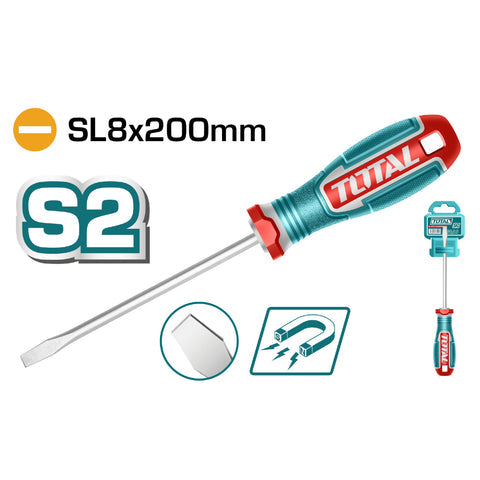 [SKUIMG]TSDSL8200|DESTORNILLADOR PLANO SL8X200MM PUNTA MAGNETICA. MANGO SUAVE. MATERIAL DE LA HOJA S2