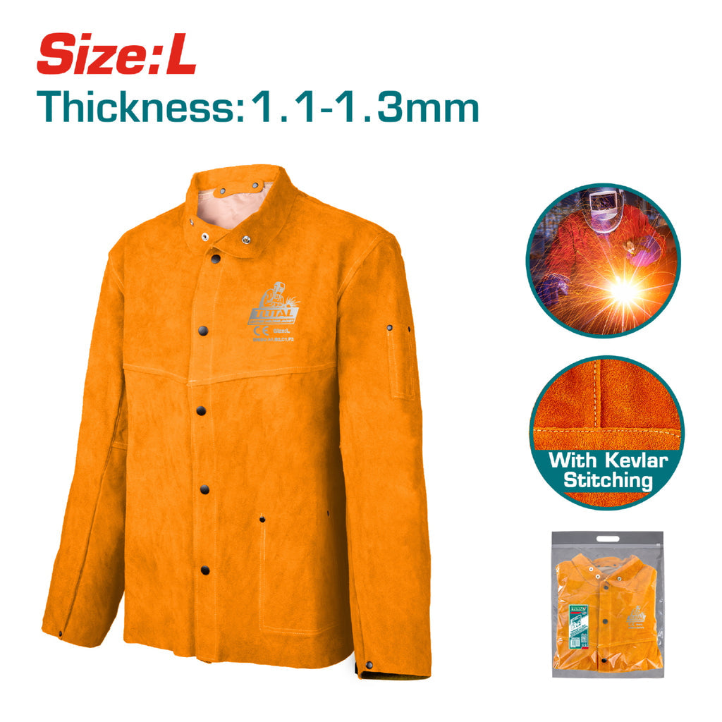 [SKUIMG]TSP20103|CHAQUETA DE SOLDADOR RESISTENTE A LAS LLAMAS. TALLA L. 1.0-1.3MM.