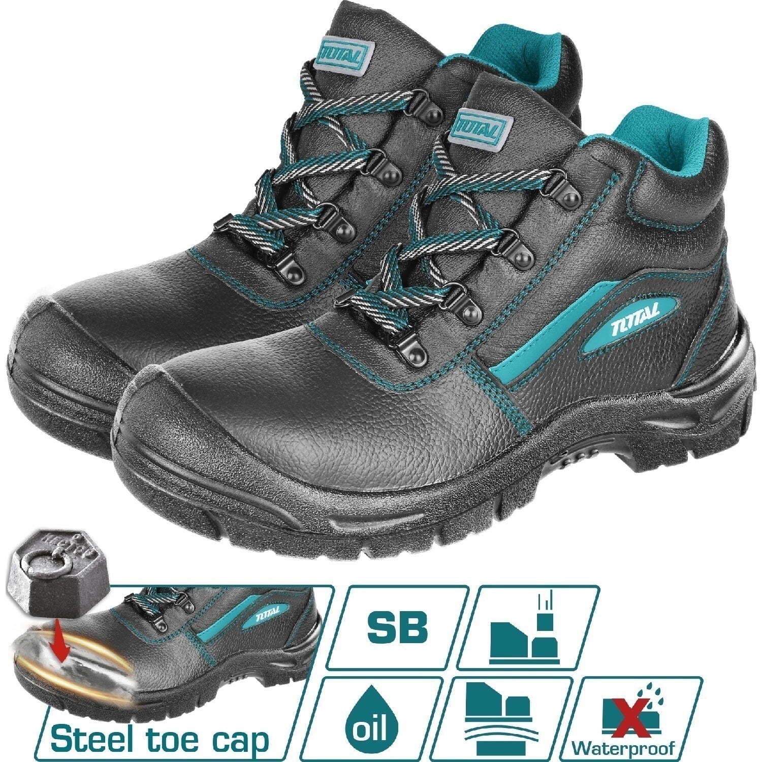 [SKUIMG]TSP202SB.40|TSP202SB.40.jpg|BOTAS DE SEGURIDAD DE CUERO CON PUNTA DE ACERO. RESISTENTE AL ACEITE.