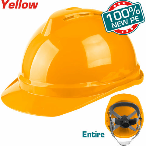 [SKUIMG]TSP2603|CASCO DE SEGURIDAD AMARILLO. 4 PUNTOS DE SUSPENSION. AJUSTABLE. CARCASA DE PE CON VENTILACION.