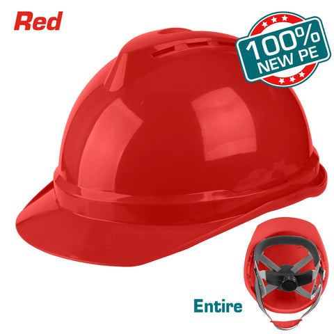 [SKUIMG]TSP2604|TSP2604.jpg|CASCO DE SEGURIDAD COLOR ROJO. 4 PUNTOS DE SUSPENSION. AJUSTABLE. CARCASA DE PE CON RESPIRADEROS.