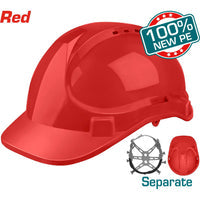 [SKUIMG]TSP2611|TSP2611.jpg|CASCO DE SEGURIDAD COLOR ROJO. 8 PUNTOS DE SUSPENSION. AJUSTABLE. CARCASA DE PE CON RESPIRADEROS.