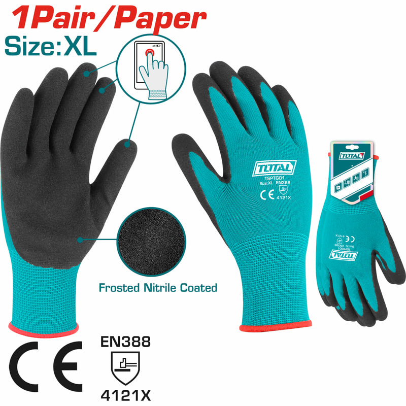 [SKUIMG]TSPTG01|TSPTG01.jpg|GUANTES DE NITRILO REVESTIDO XL. RECUBRIMIENTO DE ESPUMA. REDUCE SUDOR