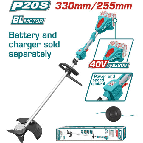 [SKUIMG]TSTLI20028|TSTLI20028.jpg|DESMALEZADORA Y CORTADORA DE CESPED 40V MOTOR SIN ESCOBILLAS. NO INCLUYE BATERIA NI CARGADOR. GUIRA
