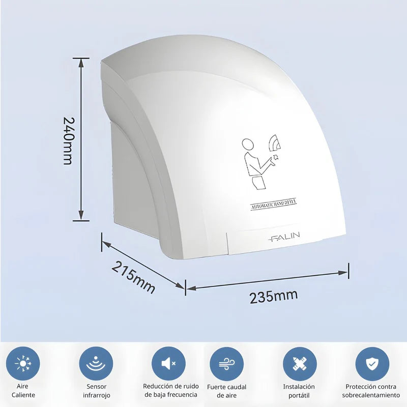 [SKUIMG]TU789|TU789-FRONTEND-lGyEdHBCS-7AyAW1.png|SECADOR DE MANOS AUTOMÁTICO CON SENSOR INFRARROJO DE AIRE CALIENTE 110V 1200W MATERIAL ABS