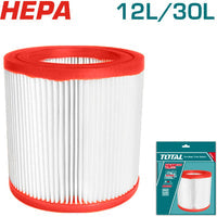 FILTRO PARA ASPIRADORA TOTAL DE 30 L. HEPA. NIVEL DE FILTRADO F8. EFICIENCIA DE FILTRADO > 95%