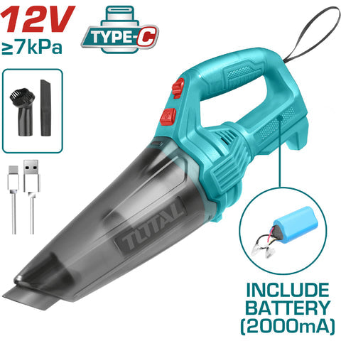 [SKUIMG]TVLI2026|ASPIRADORA INALAMBRICA 12V CAPAC. 0.5L PRESION: >7KPA BATERIA NO EXTRAIBLE. CARGADOR USB-C