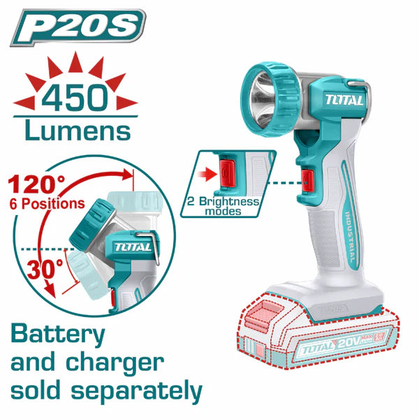 [SKUIMG]TWLI2058|TWLI2058-FRONTEND-1mxUB1ylZblgrvAl.png|LÁMPARA LINTERNA DE TRABAJO INALÁMBRICA DE LITIO 20V 8W 450 LUMENS. NO INCLUYE