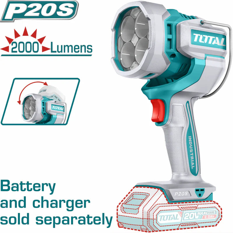 [SKUIMG]TWLI2088|TWLI2088-FRONTEND-iY0c3PojBq9lZp68.png|LÁMPARA DE TRABAJO INALÁMBRICA 20V. 2000 LUMENS. CABEZA GIRATORIA DE 120°. NO INCLUYE CARGADOR NI BA