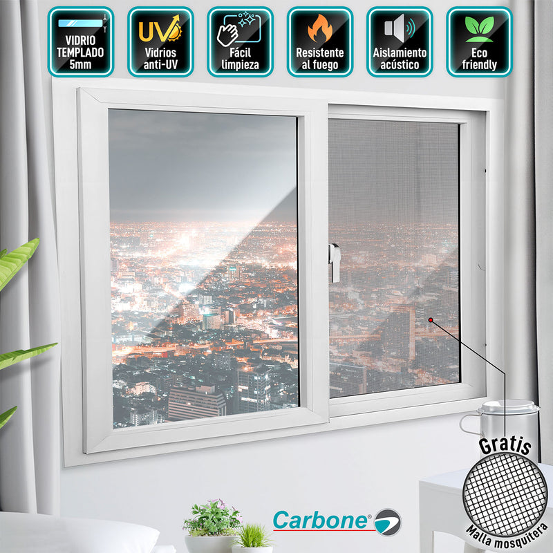 [SKUIMG]UPVC001-VW0606|UPVC001-VW0606.jpg|VENTANAS FRANCESAS CORREDERAS UPVC BLANCA ANTI UV CON VIDRIO DE SEGURIDAD TEMPLADO 5MM (5 ANOS DE GA
