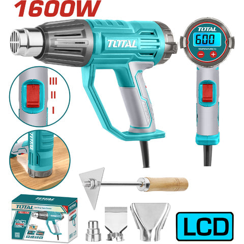 [SKUIMG]UTB16056|PISTOLA DE CALOR 1600W 50-600C PANTALLA LCD INCLUYE ACCESORIOS. BLOWER AIRE CALIENTE. SUPER TOTAL