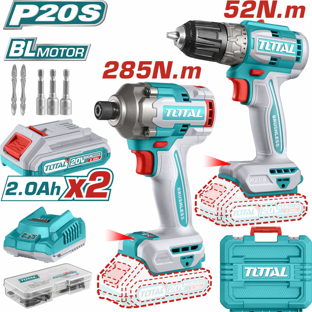 [SKUIMG]UTCKLI20272|UTCKLI20272.jpg|COMBO TOTAL INALÁMBRICO TALADRO 20V 52NM 2000RPM Y LLAVE DE IMPACTO 20V ¼" 285NM MOTOR SIN ESCOBILLA
