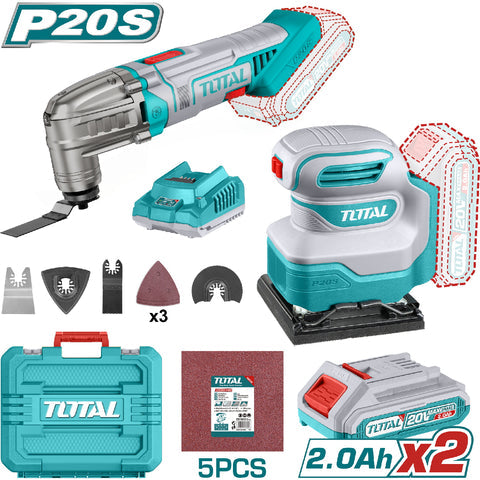[SKUIMG]UTCKLI20276|UTCKLI20276.jpg|COMBO DEL MES TOTAL FLEXIBLE MULTITOOL 20V Y LIJADORA INALAMBRICA 20V CON BATERIA Y CARGADOR. POCAS
