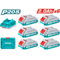 [SKUIMG]UTFBCLI2062|UTFBCLI2062.jpg|BATERÍAS DE IONES DE LITIO 20V 2.0AH (6 UNIDADES) Y CARGADOR. COMPATIBLE CON HERRAMIENTAS P20S. KIT