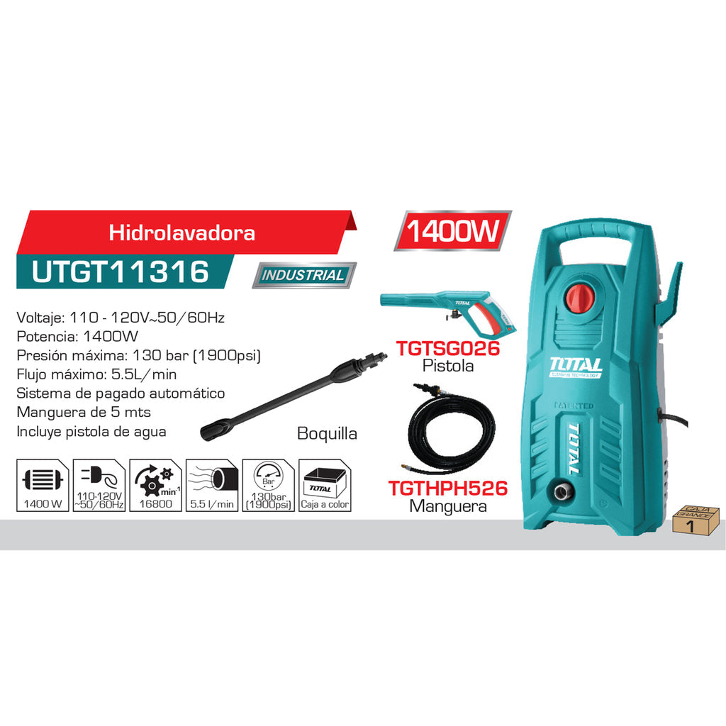 [SKUIMG]UTGT11316|UTGT11316.jpg|HIDROLAVADORA 1900 PSI. 110V.