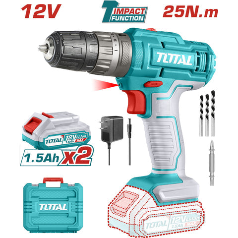 [SKUIMG]UTIDLI1228|DRILL TALADRO INALÁMBRICO 3/8" 12V IMPACTO 0.8-10MM 25NM 22500BPM CON BATERÍA Y CARGADOR.