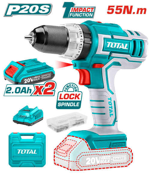 [SKUIMG]UTIDLI20031|TALADRO INALAMBRICO DE 1/2" 20V FUNCION DE IMPACTO 2 BATERIAS Y CARGADOR