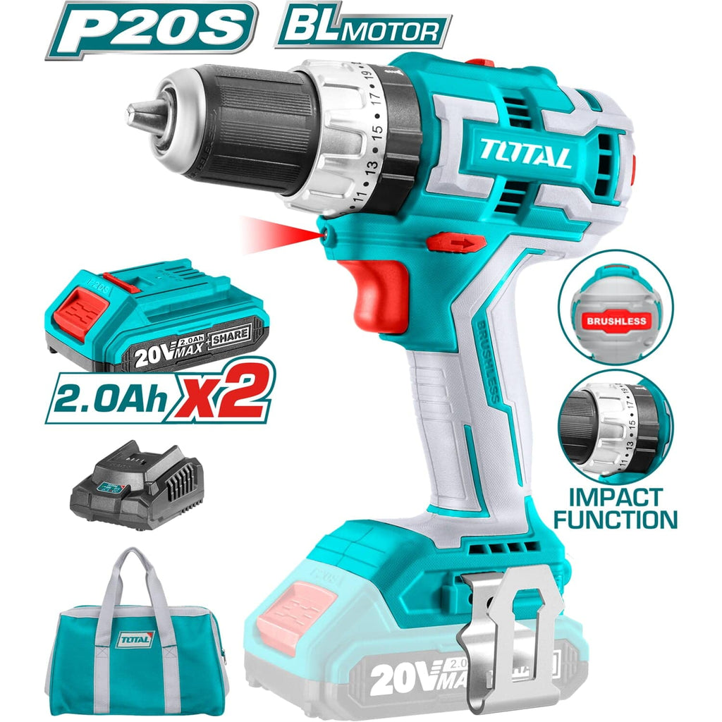 [SKUIMG]UTIDLI20608|UTIDLI20608.jpg|TALADRO INALÁMBRICO 20V DE IMPACTO 1/2" (SIN CARBONES) 2.0AH BRUSHLESS 2 BATERIAS + CARGADOR